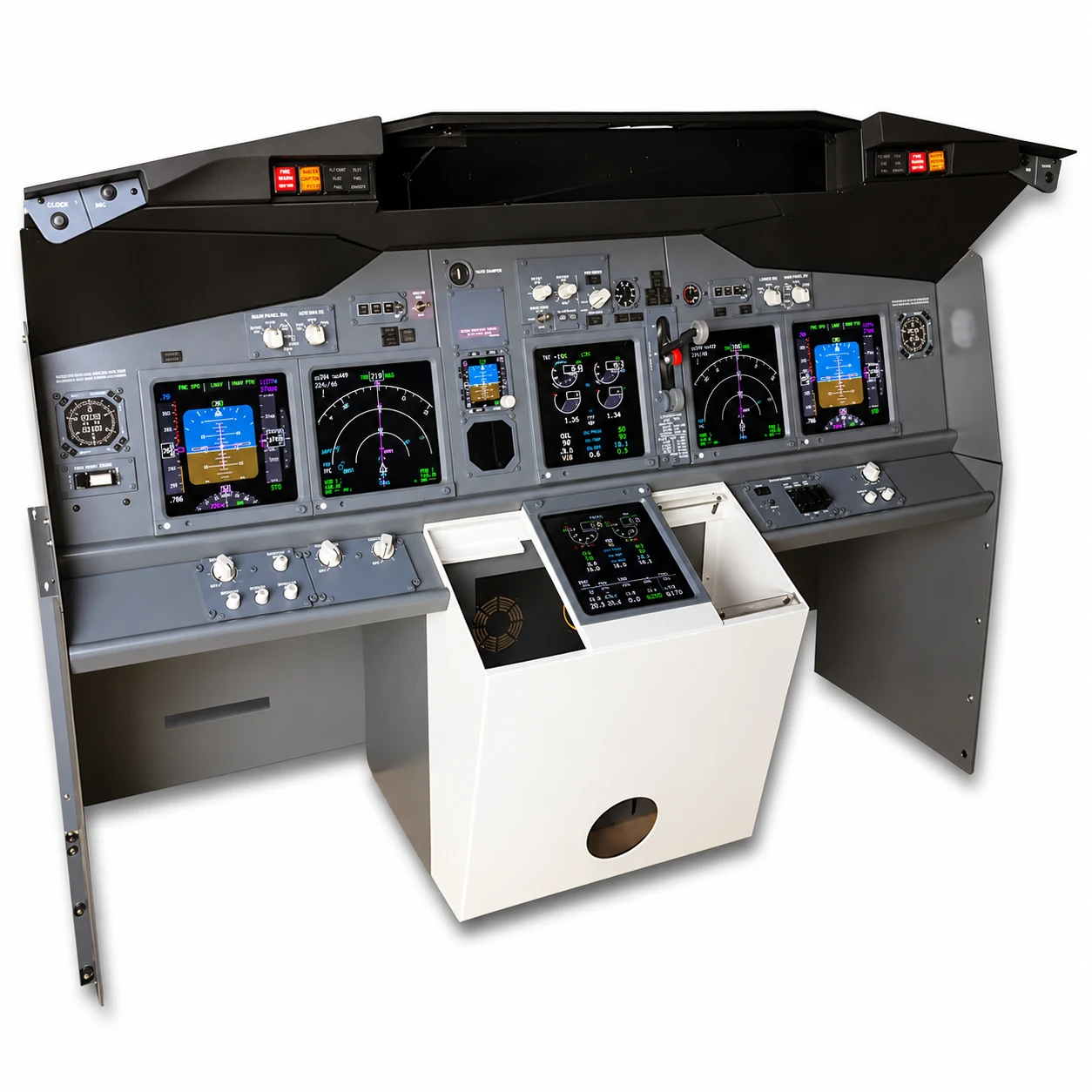 Boeing 737 NG MIP with illuminated DU and ISFD displays