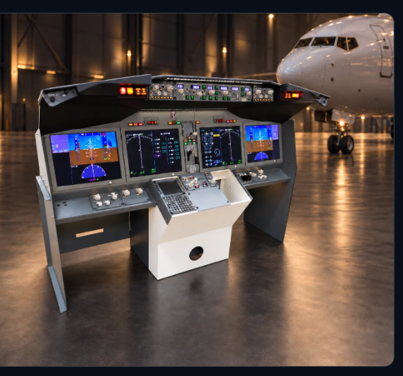 SISMO 737 MAX cockpit modules in a hangar